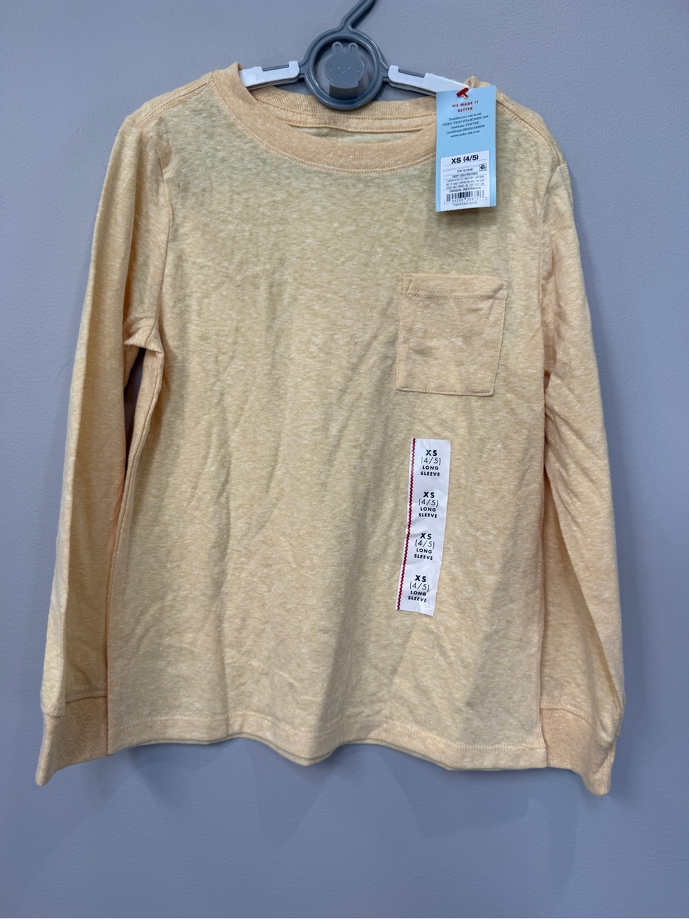 Cat & Jack Long-Sleeve Pocket Tee - Light Yellow